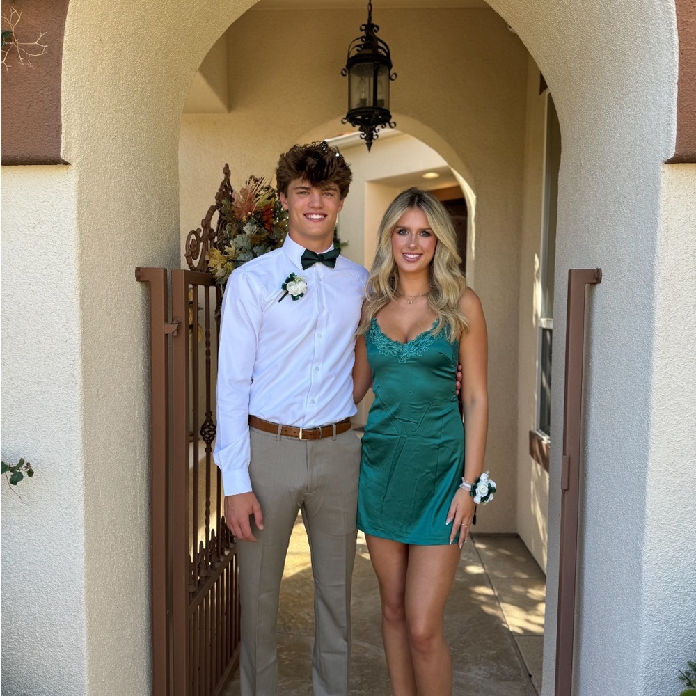 Elegant Green Satin Dress